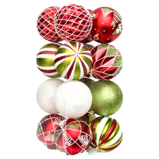 六分埔 歐式造型彩繪球 16個, 紅色 + 綠色, 1組