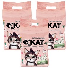 O'KAT 美喵人生 條狀豌豆凝結砂, 100%天然可生物分解豌豆纖維, 低粉塵, 6L, 清新馬鞭草, 3包