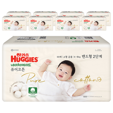 하기스 네이처메이드 퓨어코튼 밴드형 기저귀 남여공용, 2단계, 396매