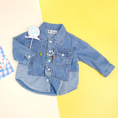 Little rabbit 孩童隱藏式口袋拼接牛仔外套