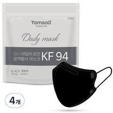 탐사 KF94 데일리 마스크 지퍼백 대형, 25매입, 4개, 블랙