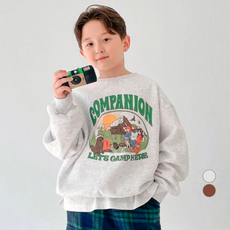 BerryCloset 兒童款 Let's Camping 刷毛寬鬆大學T