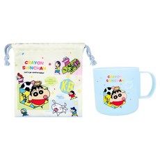 Shinchan 蠟筆小新 漱口杯 7.4 x 7cm + 束口袋15.5 x 17cm 230ml, 蠟筆小新 藍色, 1組