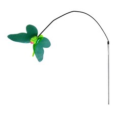 PetBest 花花世界響紙 40型彈力逗貓棒, 蝴蝶 綠色, 1個