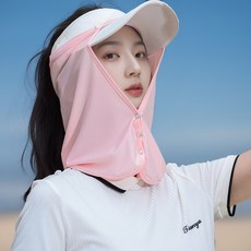 온업 모자 썬가드 얼굴 햇빛가리개, 핑크