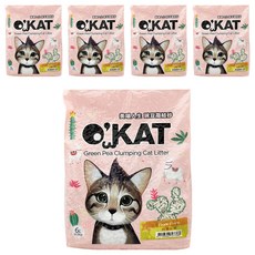 O'KAT 美喵人生 條狀豌豆凝結砂，6L (2.5kg), 豌豆纖維製成，無粉塵，快速分解臭味, 純潔原味, 5包