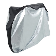 索樂生活 防雨防塵自行單車罩 加厚PU塗層 防水防曬布料 前後開口鬆緊帶, 黑色 + 銀色, 1個