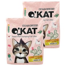 O'KAT 美喵人生 條狀豌豆凝結砂，6L (2.5kg), 豌豆纖維製成，無粉塵，快速分解臭味, 純潔原味, 2包