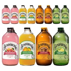 BUNDABERG 賓德寶 汽水 芒果味 3入+薑汁味 3入+葡萄柚味 3入+萊姆檸檬味 3入, 375ml, 12瓶