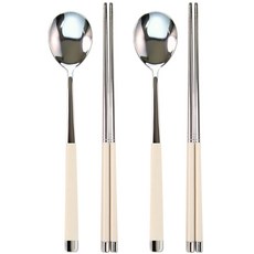 Bonheur 法式白朗 雙人湯筷2入組, 湯匙 2p + 筷子 2p, 奶油銀