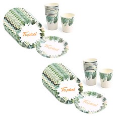 PARTYHAE 生日盤 18cm 20入 + 杯子 20入 套組 熱帶風, 1套