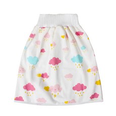 日本竹纖維隔尿裙/隔尿褲/防水學習褲, 繽紛雲朵 淺粉色, 1件