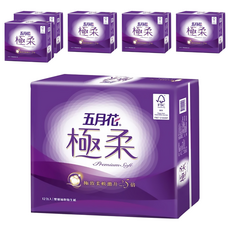 五月花 極柔 頂級抽取衛生紙 2層 110張, 12包, 6袋