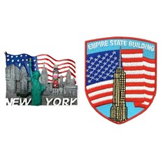 A-ONE 匯旺 美國紐約地標NYC世界旅行磁鐵 + 帝國大廈立體繡貼 Set 多色, 美國紐約地標NYC + 美國帝國大廈 多色