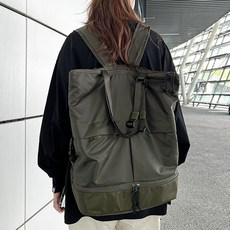 Chichills Verenne 素色大容量托特肩背後揹包 11933, 卡其綠