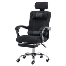 C-FLY 時尚家居 人體工學坐臥電腦椅, 無段式氣壓升降, 布面高密度厚實坐墊, 可收納翻轉式腳墊, 111~121 x 60 x 60cm, 黑色