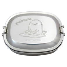 gudetama 蛋黃哥 不鏽鋼橢圓形便當盒 台灣製 304不鏽鋼 14cm 700ml, 銀色, 1個