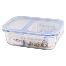 鍋寶分隔耐熱玻璃保鮮盒 耐熱-20°C~400°C 可用於烹飪 食材保鮮, 1個, 18.5 x 14 x 6.2cm 585g 600ml