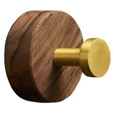 居家實木掛鉤 LV55-3, 棕色 + 金色, 1個