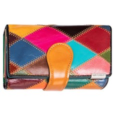 LIKEHOUSE 真皮頭層漆面牛皮拼接皮夾錢包女夾 LH911