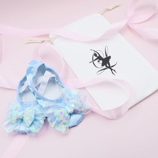 Bidangil 女童用Jackie雙蝴蝶結芭蕾舞鞋 + 鞋袋套組