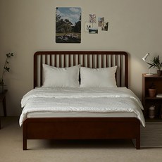 퍼니코 데비 고무나무 원목침대 프레임 단품 방문설치, 클래식 월넛