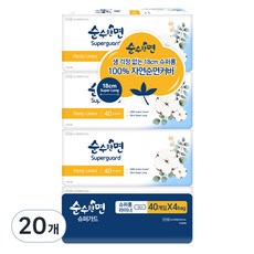 순수한면 팬티라이너 뉴, 슈퍼롱, 40개입, 20개