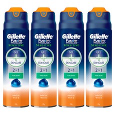 질레트 정품 퓨전 프로글라이드 센서티브 2 in 1 퓨어스포츠 쉐이빙 젤, 170g, 4개