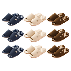 니토리 거실화 리버튼 3종 세트, 네이비, 브라운, 베이지, 3개