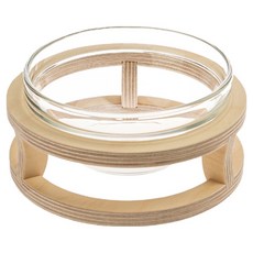 casamico 貓狗原木玻璃碗 基本款 14 x 14 x 8cm, 混和顏色, 1個