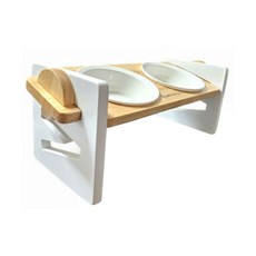 Monagio 寵物可調高度雙孔智能陶瓷碗, 1個, 自然白