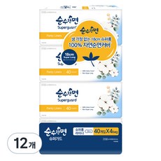 순수한면 팬티라이너뉴, 슈퍼롱, 40개입, 12개
