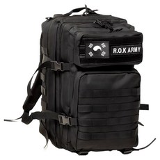 TERAWOOD K-SOLDIER軍規戰術後背包 45L + 韓國國旗布徽章 + R.O.K ARMY文字布徽章組, 背包(黑色) + 韓國國旗布徽章(黑色)