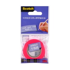 3M Scotch 可再貼螢光標示膠帶補充包 9mm x 20m 重複黏貼不傷紙, 1個, 5個