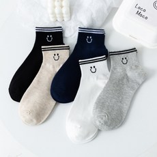 JUNIDAY 微笑圖案中筒襪組 5雙