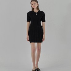 아틀리에나인 코튼 케이블 카라넥 하프 니트 원피스 OP-6012