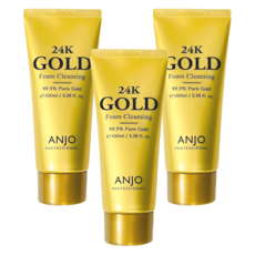 ANJO 24K GOLD 黃金淨嫩泡泡洗面乳, 100ml, 3條