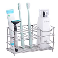 위더스 베이직라인 스텐 욕실 칫솔꽂이 치약 거치대, 실버, 1개