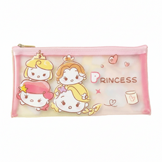 Disney 迪士尼 TSUM TSUM 寬版磨砂萬用包, 公主家族 透明色 + 粉色, 1個