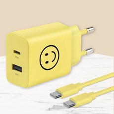 모잇 PD25W 2포트 PPS 초고속충전기 + CtoC 케이블 1.3m, 스마일, 1개