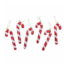 亮粉拐杖吊飾, 13 x 4.5cm, 紅色, 1組