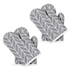 廚房防燙手套 棉麻材質, 灰樹, 4個