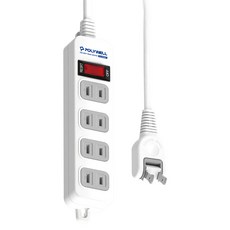 POLYWELL 寶利威爾 1切4座電源延長線 2孔, 1.8m, 白色, 1條