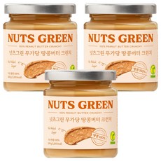 넛츠그린 무가당 땅콩버터 크런치, 200g, 3개