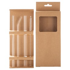 3種可重複使用的玻璃吸管+洗滌刷套組, 1組