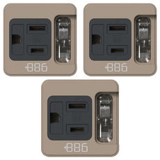886 極野家 1開1插壁插 防雷擊壁插, 42mm, 奶茶棕, 3個