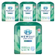 New Day男性用內褲型超薄成人尿布, 大型, 4套, 9枚入