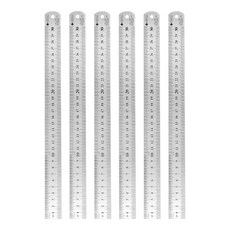 Youngbayoung 不鏽鋼半永久雙面直尺 30cm, 銀色, 6個