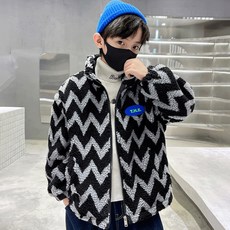 男童款蓬鬆THE圖案毛絨夾克 CCV72BJP102