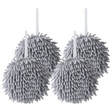 Neon 台灣霓虹 懸掛式雪尼爾擦手球 灰色 快速吸水, 2入, 2組